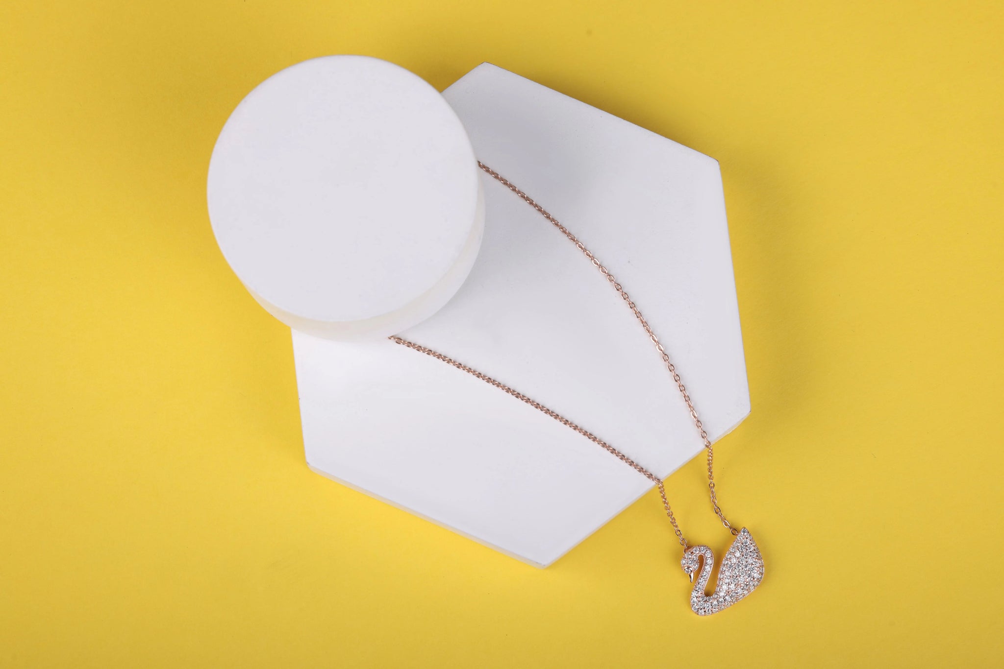 Glendy Pave Set CZ Diamond Unique Swan Necklace For Women