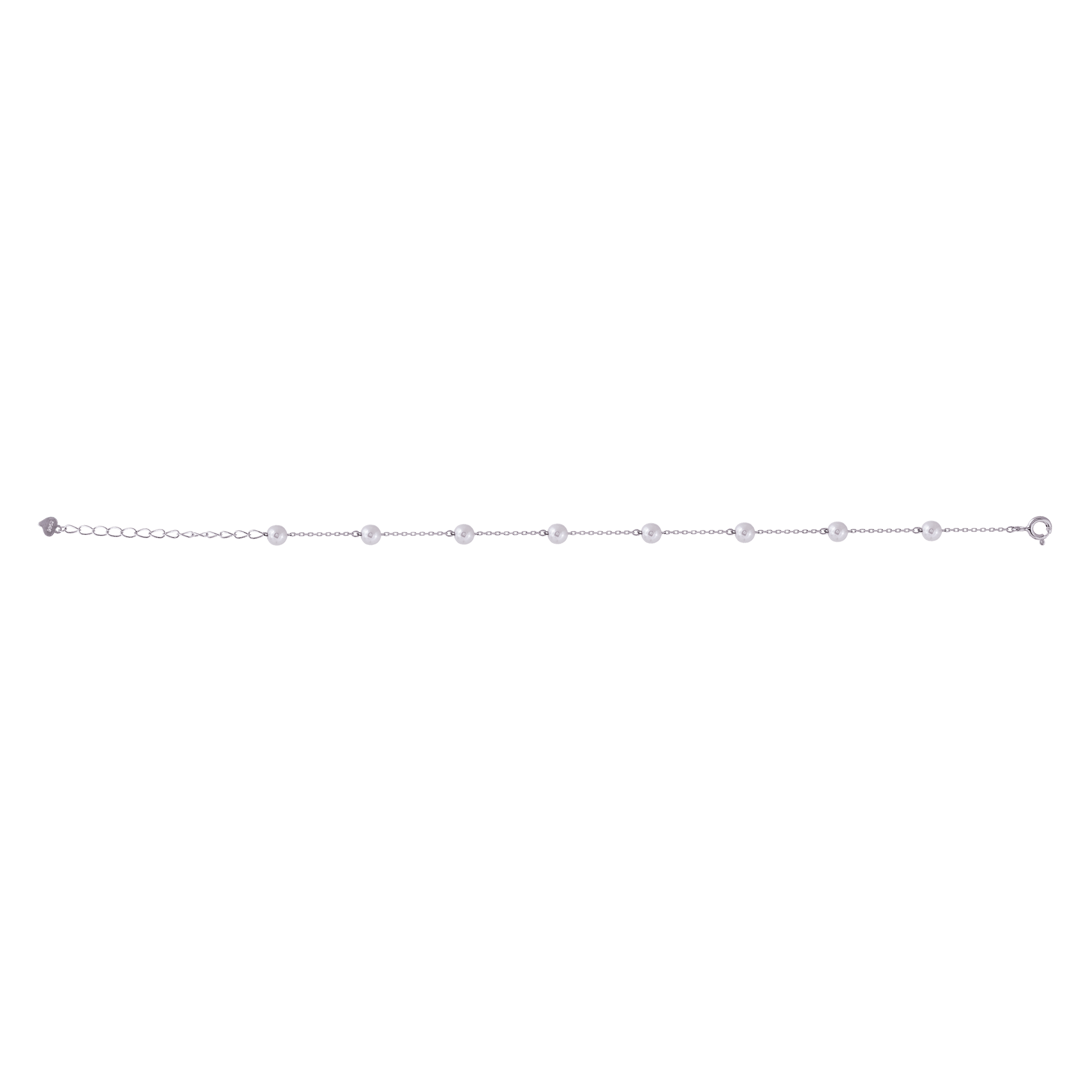 Single Line White Pearl Simple And Elegant Look Adjustable Bracelet For Women In 925 silver - YANA SILVER