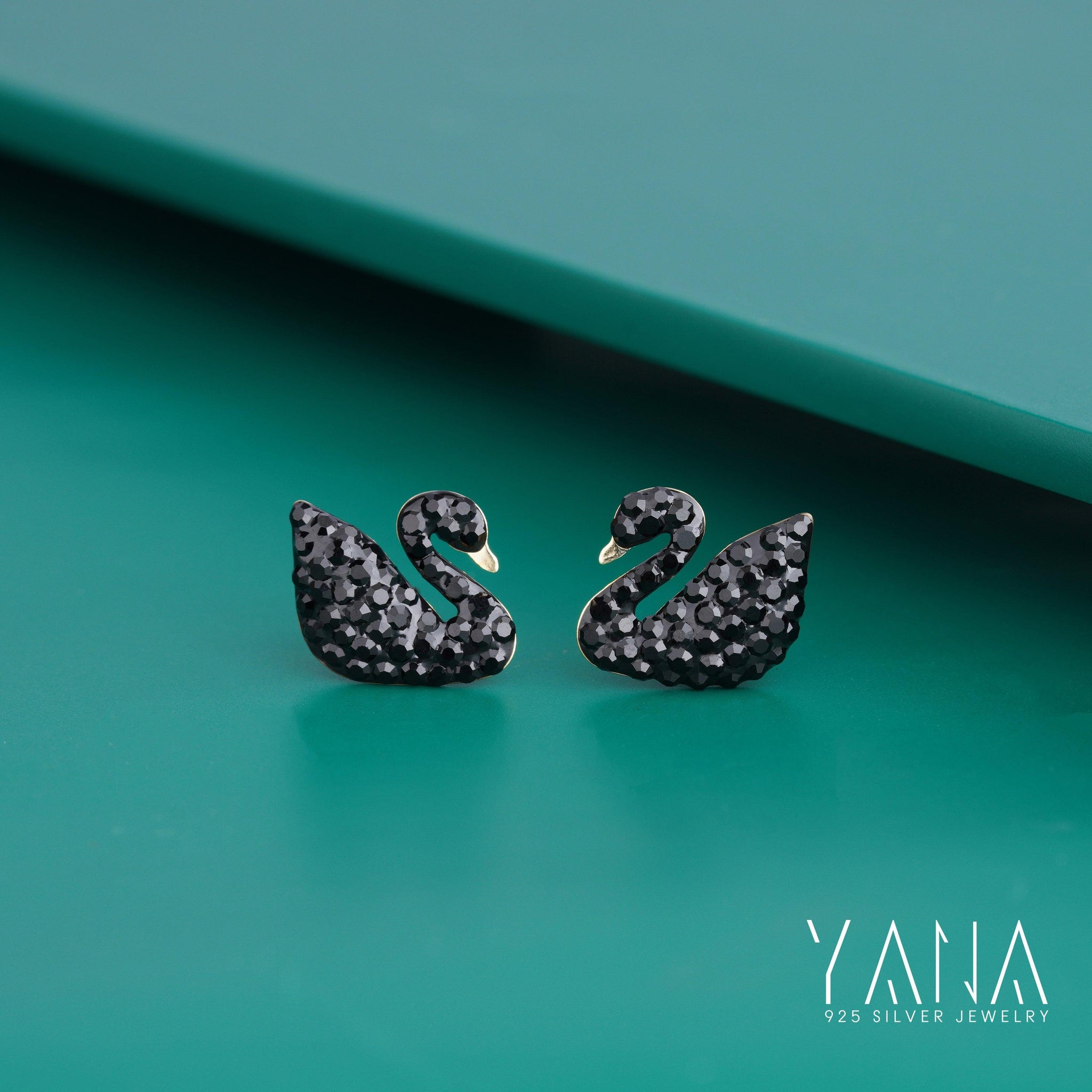 Swan stud earrings for women in 925 silver - YANA SILVER