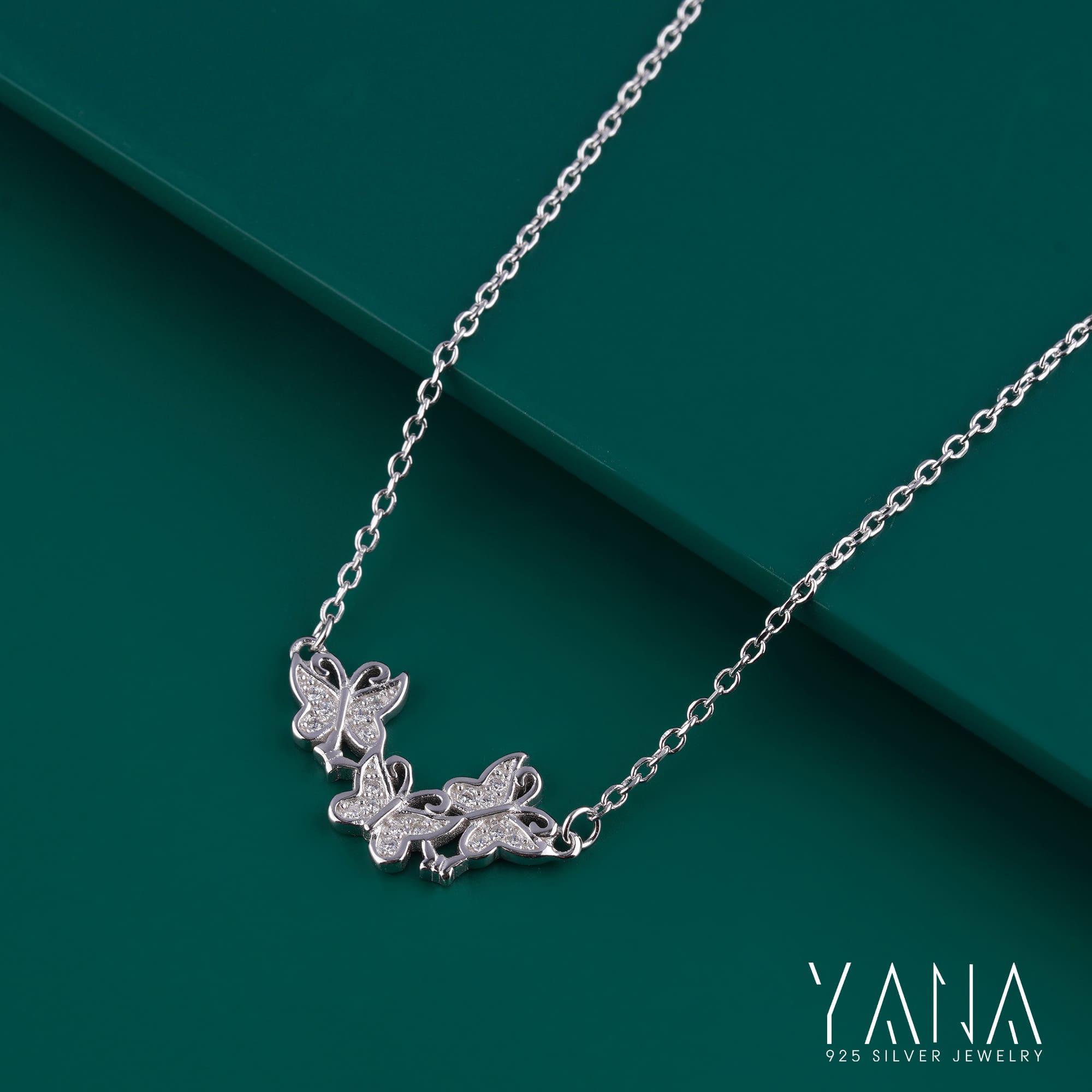 Butterfly Silver Chain Combined Three Butterfly Silver Chain
