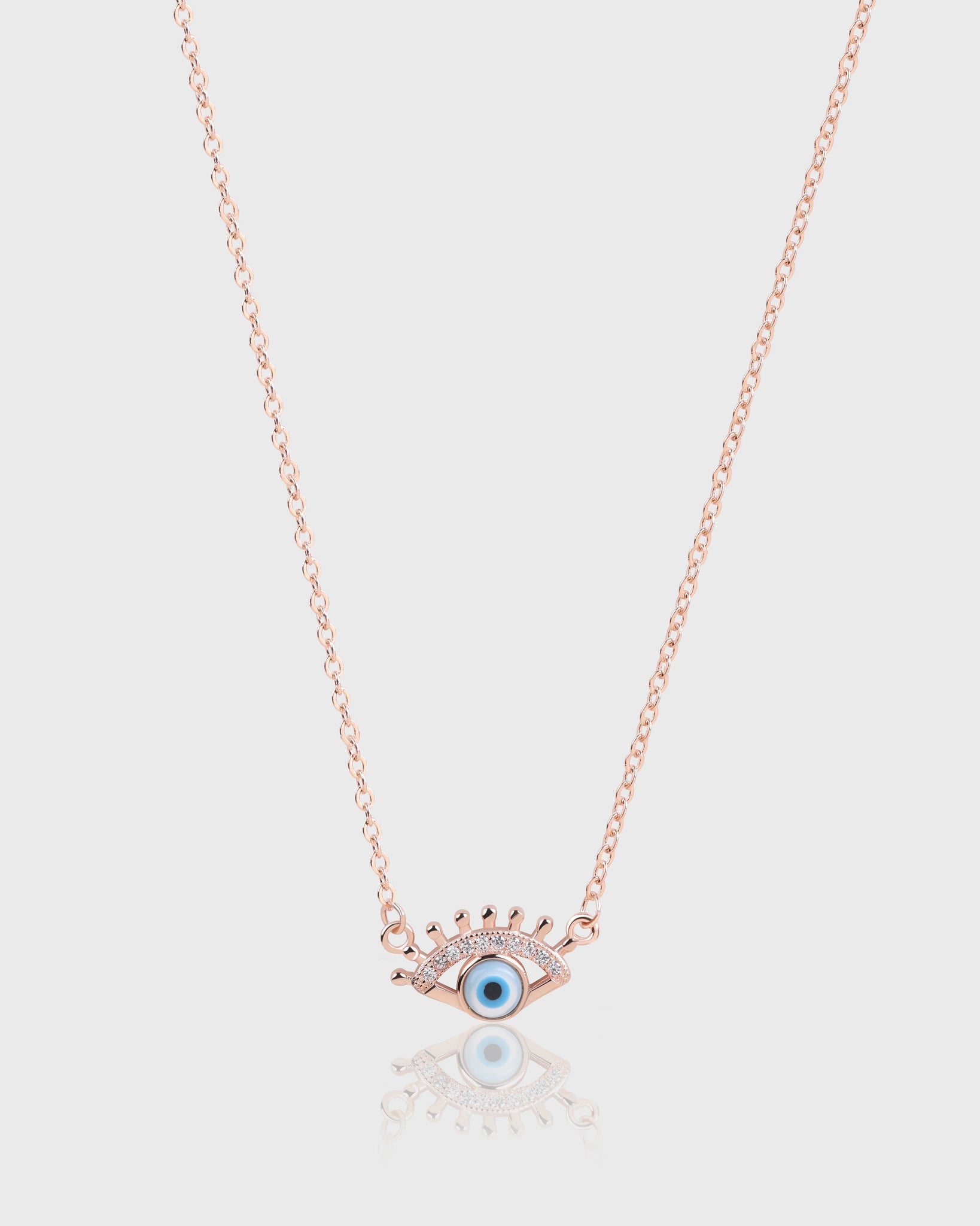 Glendy Crown On Evil Eye Silver Pendant Necklace Studded CZ White Diamond