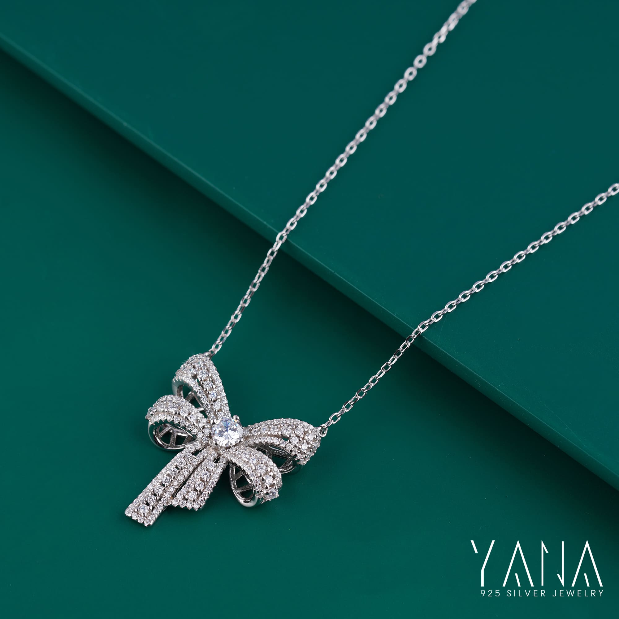 Ribbon Bow Pendant Necklace for Women