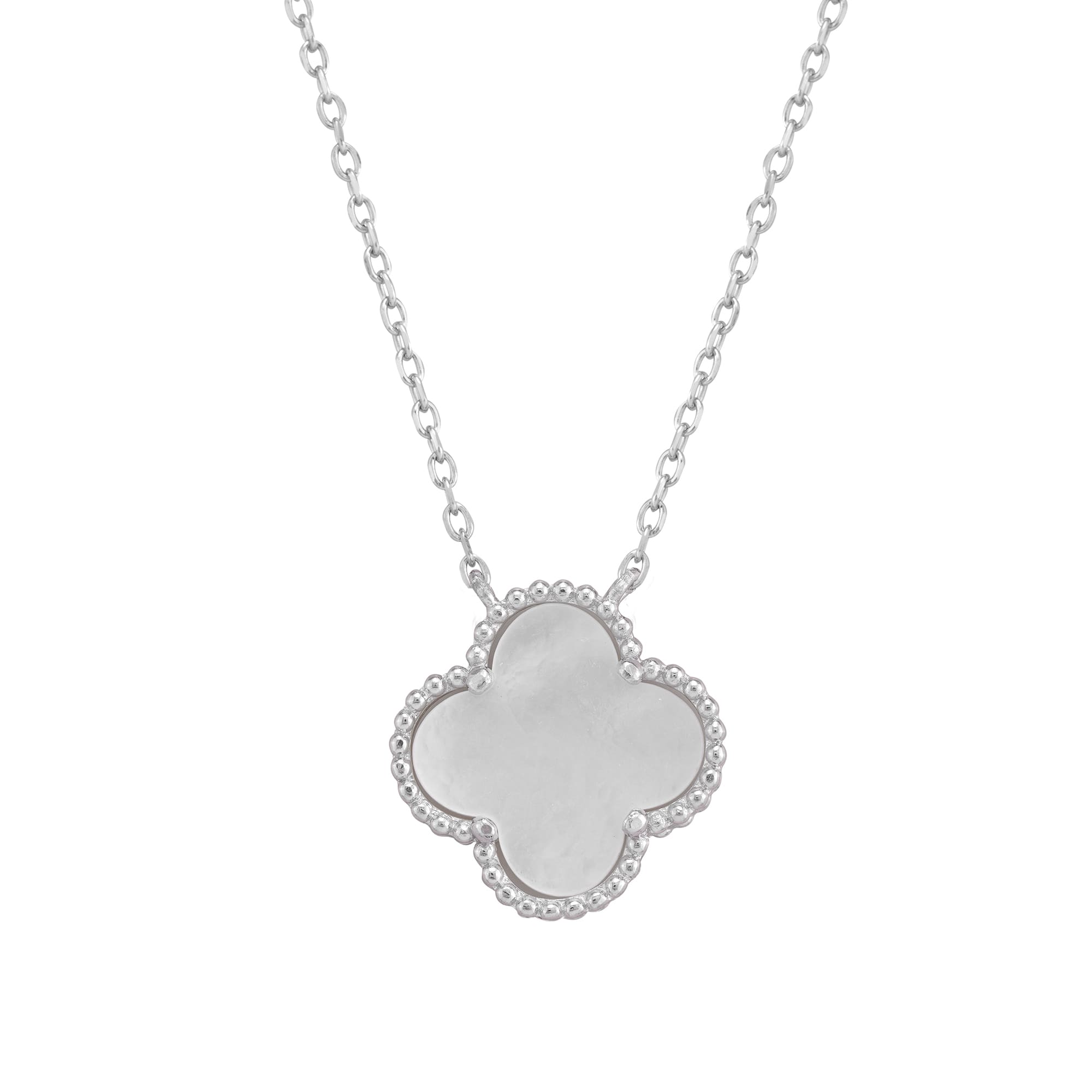 Van Cleef & Arpels Alhambra thin silver chain Mother Of Pearl Long silver necklace