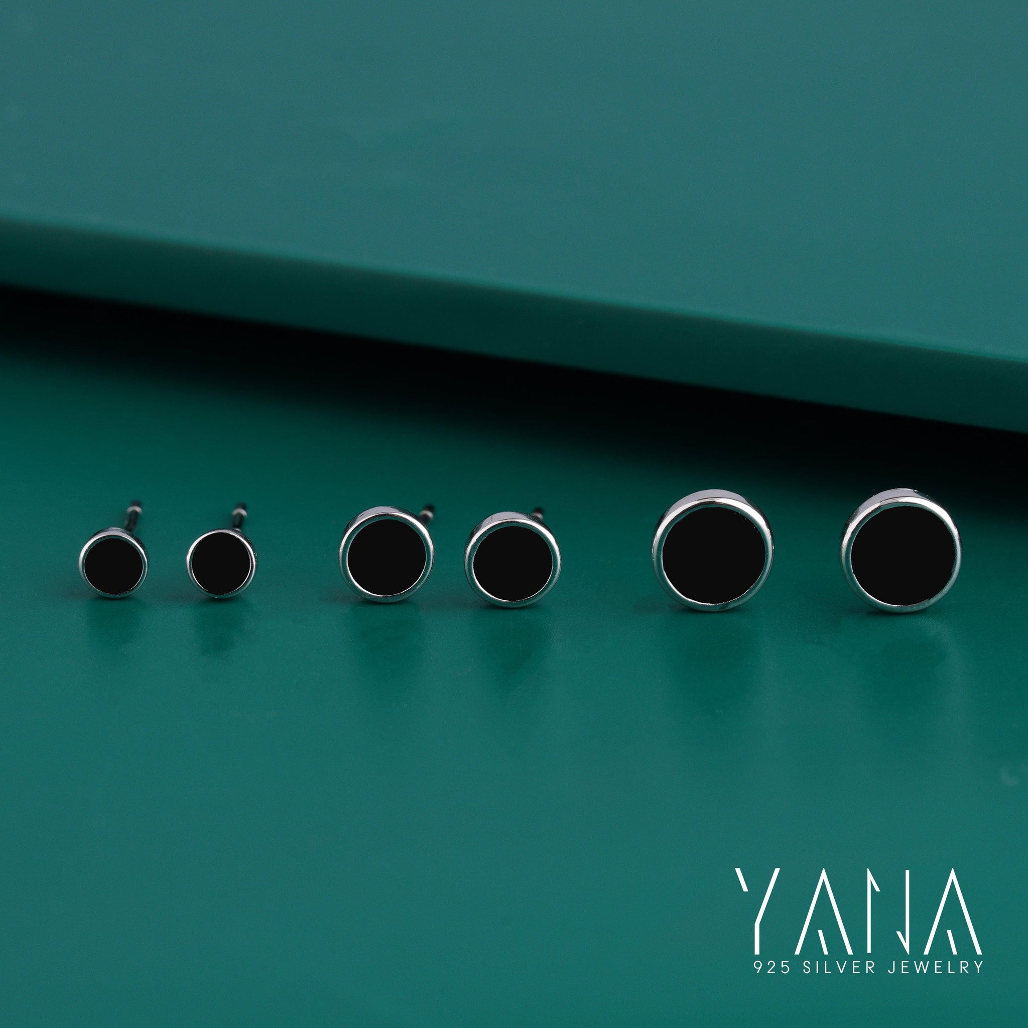 Black Onyx Cufflinks Studs Three Set Earrings For Multi Use In 925 Sterling Silver - YANA SILVER