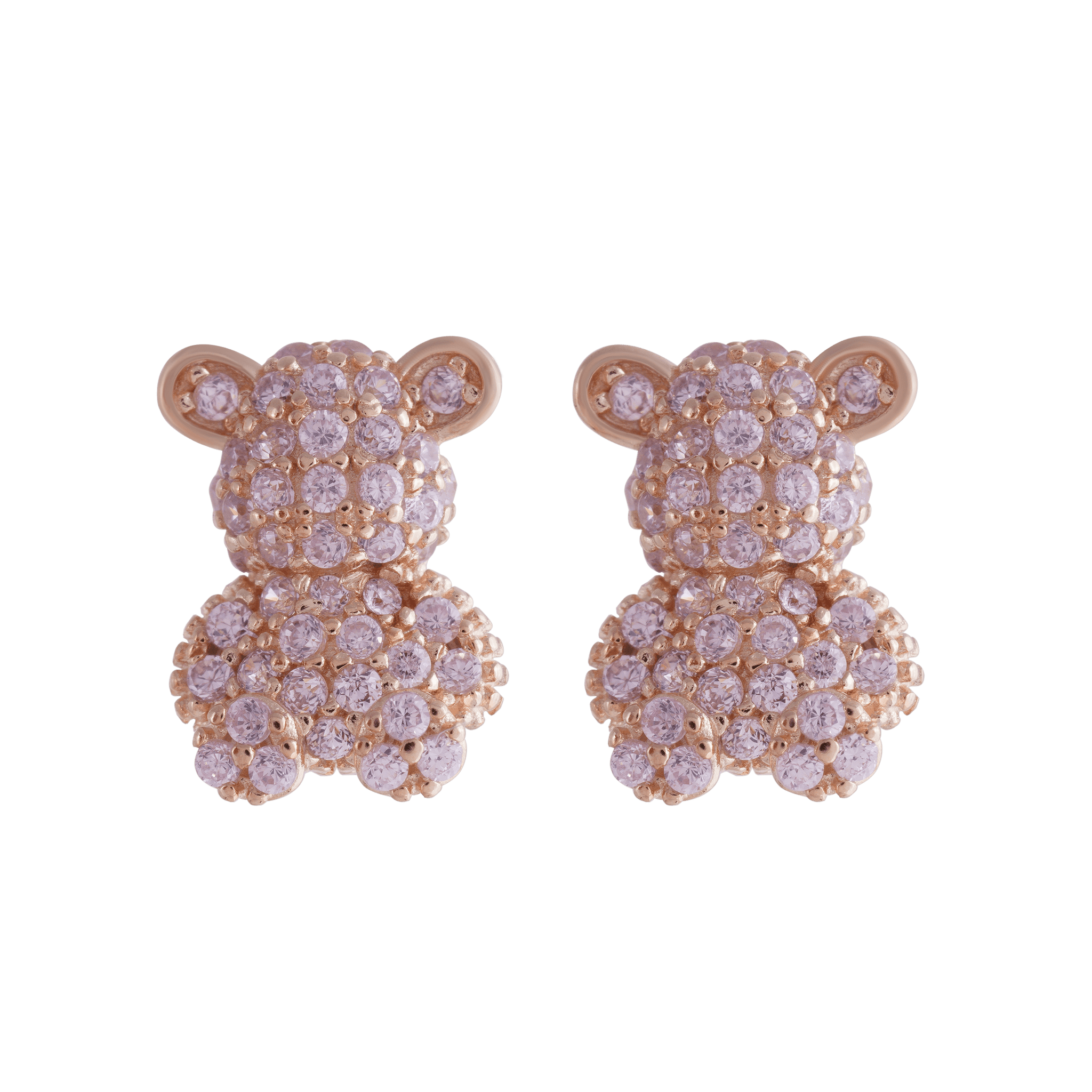 'Loot At Me' Tiny Teddy Bear Pink Earrings For Women In 925 Silver - YANA SILVER