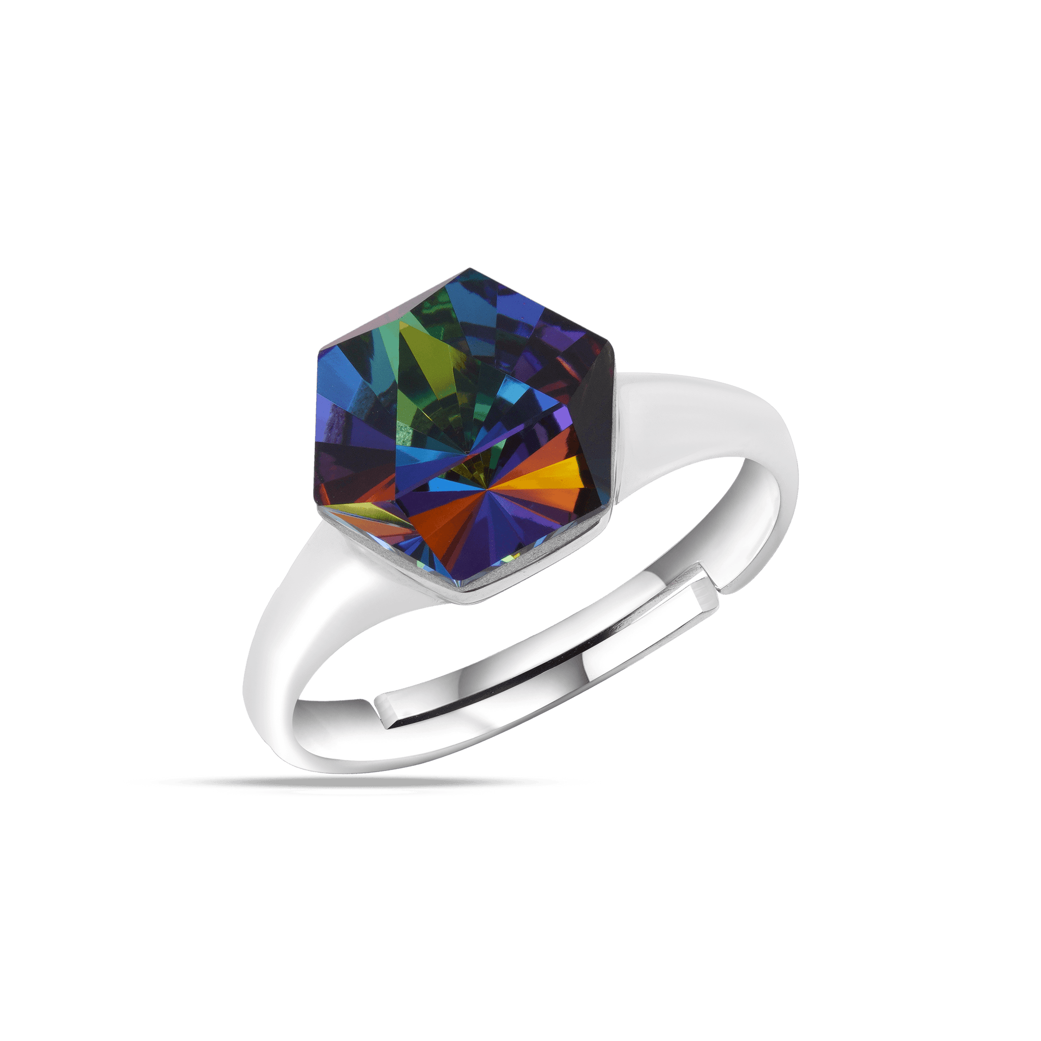 Multi Color Shade Unique Cubic Zircon Diamond Ring For Women In 925 - YANA SILVER